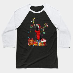 Black Labrador Reindeer Xmas Lights Merry Christmas Baseball T-Shirt